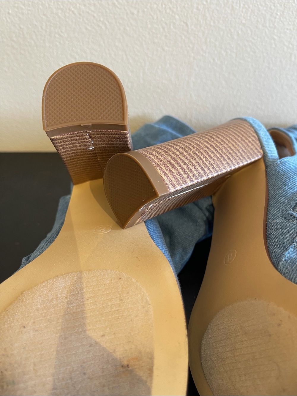 Denim Blue Open-Toe Slouch Heel Booties - Picture 4 of 7